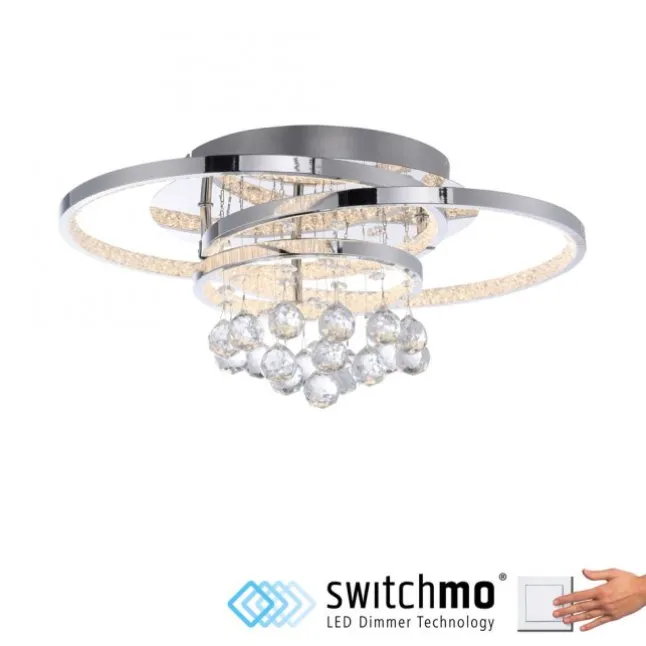 LED Deckenleuchte Chrom Kristallanhänger dimmbar per Tronicdimmer