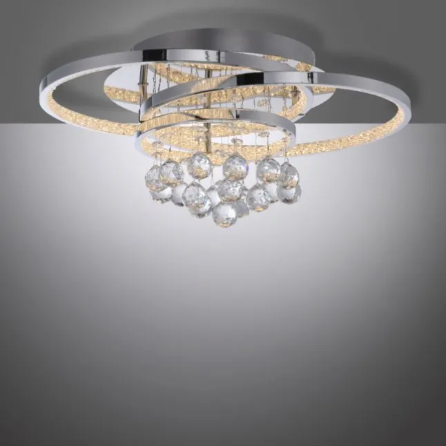 LED Deckenleuchte Chrom Kristallanhänger dimmbar per Tronicdimmer