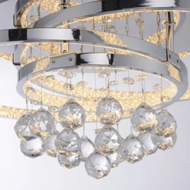 LED Deckenleuchte Chrom Kristallanhänger dimmbar per Tronicdimmer