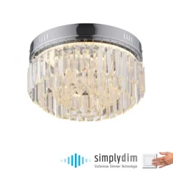 LED Deckenleuchte chrom Kristallanhänger dimmbar Memoryfunktion