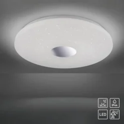 LED-Deckenleuchte, chrom, rund, Sternenhimmeloptik, Ø 59cm