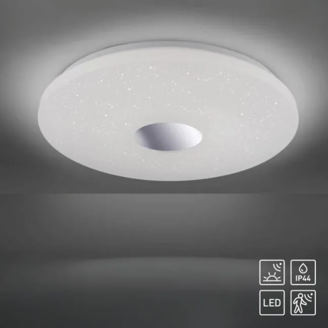 LED-Deckenleuchte, chrom, rund, Sternenhimmeloptik, Ø 59cm