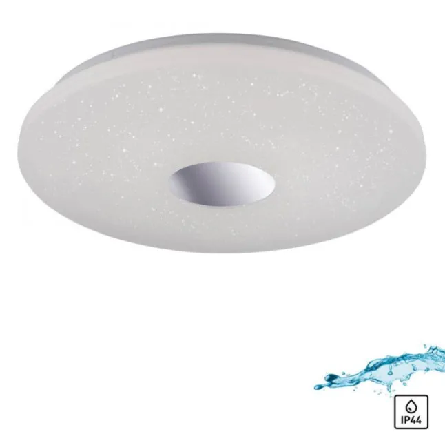 LED-Deckenleuchte, chrom, rund, Sternenhimmeloptik, Ø 59cm