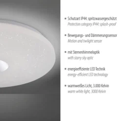 LED-Deckenleuchte, chrom, rund, Sternenhimmeloptik, Ø 59cm