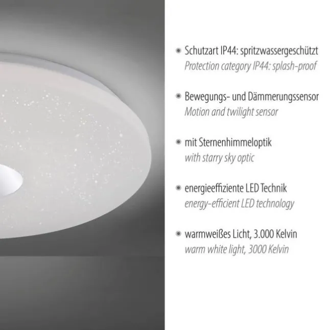 LED-Deckenleuchte, chrom, rund, Sternenhimmeloptik, Ø 59cm