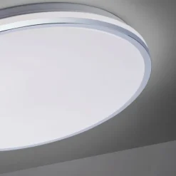 LED-Deckenleuchte, chrom, Schirm, IP44, Badezimmer, warmweis