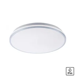 LED-Deckenleuchte, chrom, Schirm, IP44, Badezimmer, warmweis