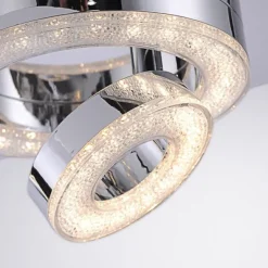 LED-Deckenleuchte, Chrom, 2 schwenkbare Leuchtringe, Design, modern