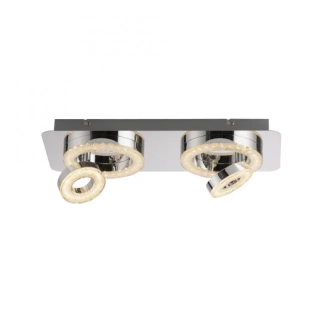 LED-Deckenleuchte, Chrom, 2 schwenkbare Leuchtringe, Design, modern