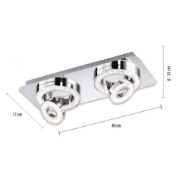 LED-Deckenleuchte, Chrom, 2 schwenkbare Leuchtringe, Design, modern