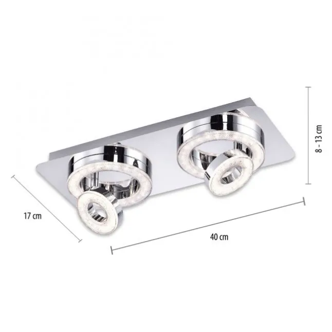 LED-Deckenleuchte, Chrom, 2 schwenkbare Leuchtringe, Design, modern