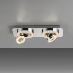 LED-Deckenleuchte, Chrom, 2 schwenkbare Leuchtringe, Design, modern