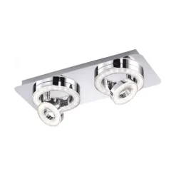 LED-Deckenleuchte, Chrom, 2 schwenkbare Leuchtringe, Design, modern