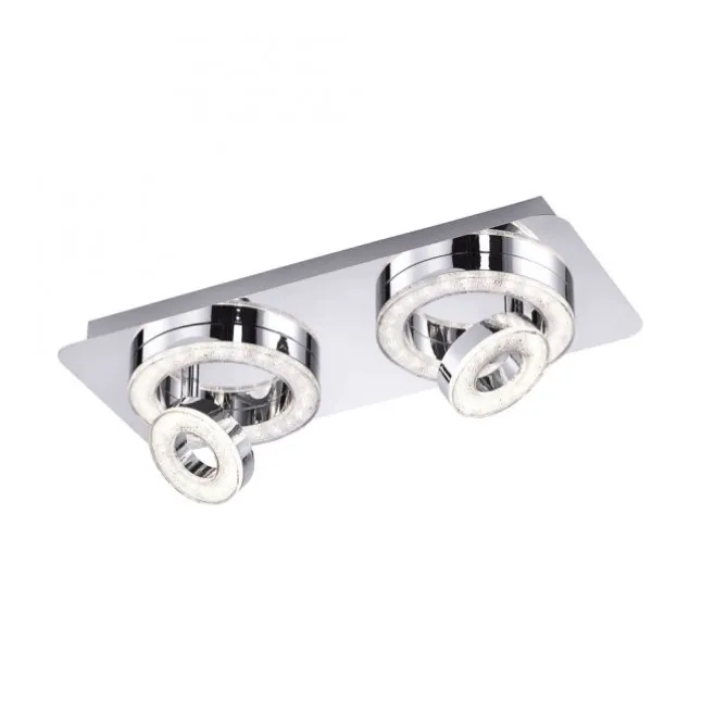 LED-Deckenleuchte, Chrom, 2 schwenkbare Leuchtringe, Design, modern
