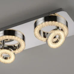 LED-Deckenleuchte, Chrom, 2 schwenkbare Leuchtringe, Design, modern
