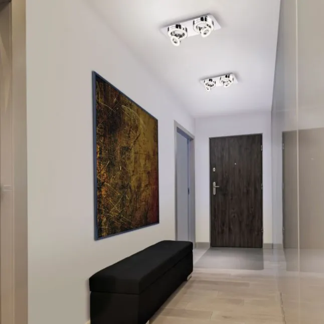 LED-Deckenleuchte, Chrom, 2 schwenkbare Leuchtringe, Design, modern