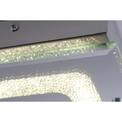 LED Deckenleuchte, chrom, Spiegelglasscheibe, Kristalloptik, modern, eckig