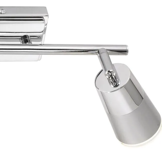 LED-Deckenleuchte, Chrom, 2 verstellbare Leuchtköpfe, inkl. Wippschalter