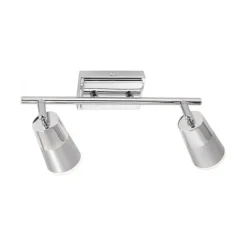 LED-Deckenleuchte, Chrom, 2 verstellbare Leuchtköpfe, inkl. Wippschalter