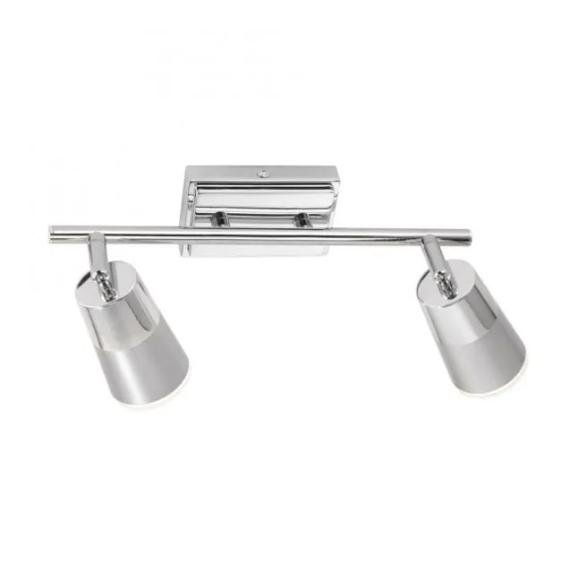 LED-Deckenleuchte, Chrom, 2 verstellbare Leuchtköpfe, inkl. Wippschalter