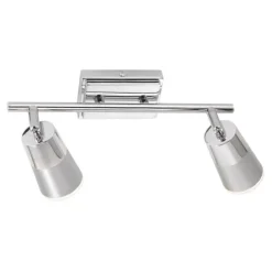 LED-Deckenleuchte, Chrom, 2 verstellbare Leuchtköpfe, inkl. Wippschalter