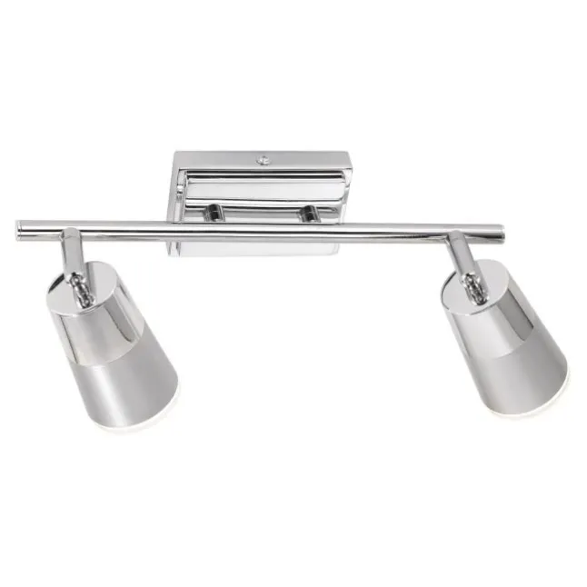 LED-Deckenleuchte, Chrom, 2 verstellbare Leuchtköpfe, inkl. Wippschalter