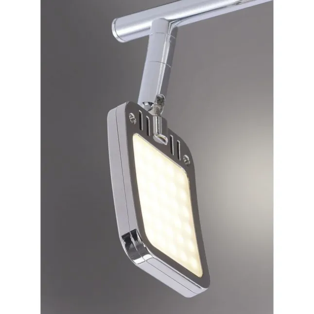 LED-Deckenleuchte, chrom, 2 verstellbare Leuchtköpfe, warmweiße Lichtfarbe