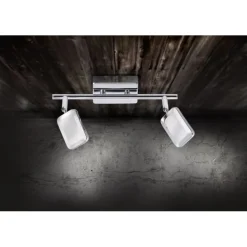 LED-Deckenleuchte, chrom, 2 verstellbare Leuchtköpfe, warmweiße Lichtfarbe
