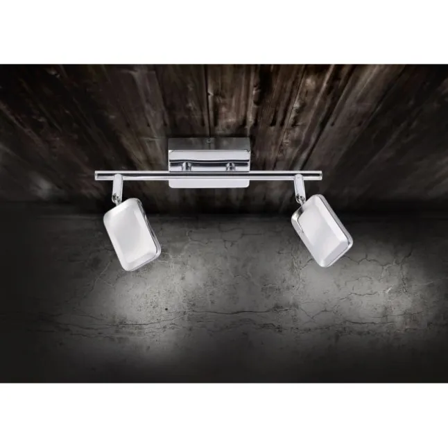 LED-Deckenleuchte, chrom, 2 verstellbare Leuchtköpfe, warmweiße Lichtfarbe