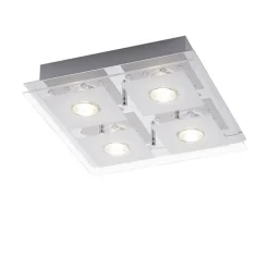 LED-Deckenleuchte, chrom, 30x30cm, Farbwechsel, Fernbedienung, RGB