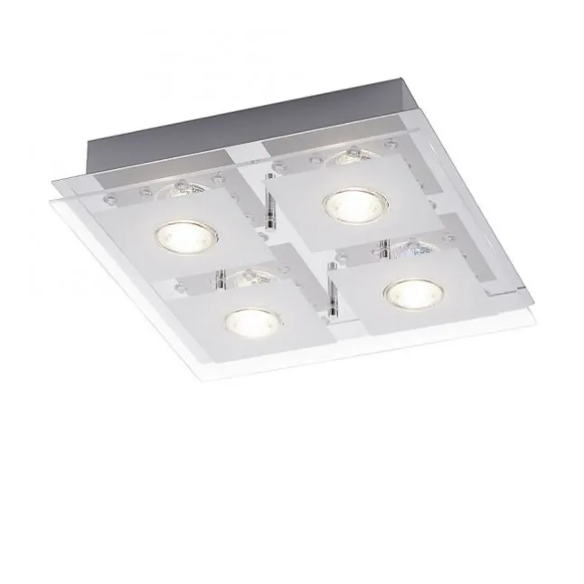 LED-Deckenleuchte, chrom, 30x30cm, Farbwechsel, Fernbedienung, RGB