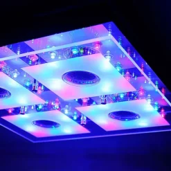 LED-Deckenleuchte, chrom, 30x30cm, Farbwechsel, Fernbedienung, RGB