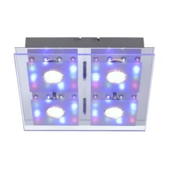 LED-Deckenleuchte, chrom, 30x30cm, Farbwechsel, Fernbedienung, RGB