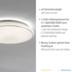 LED Deckenleuchte Ø44cm rund Sternenhimmel Farbwechsel CCT Memoryfunktion