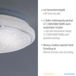 LED Deckenleuchte Ø35cm rund Sternenhimmel Farbwechsel CCT Memoryfunktion
