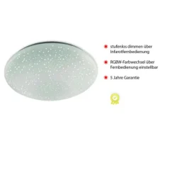 LED-Deckenleuchte, Ø 39cm, Sternenhimmel Optik, rund, weiß, dimmbar