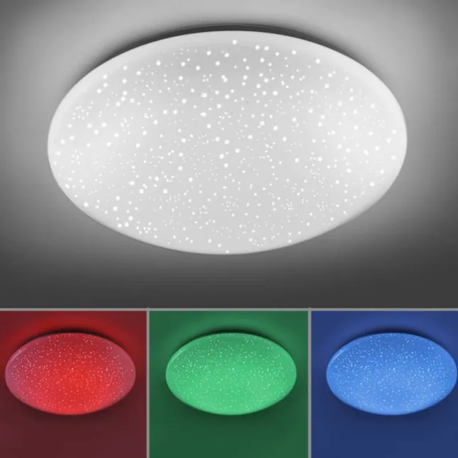 LED-Deckenleuchte, Ø 39cm, Sternenhimmel Optik, rund, weiß, dimmbar