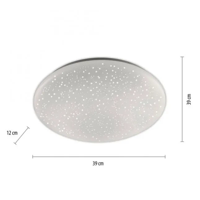 LED-Deckenleuchte, Ø 39cm, Sternenhimmel Optik, rund, weiß, dimmbar