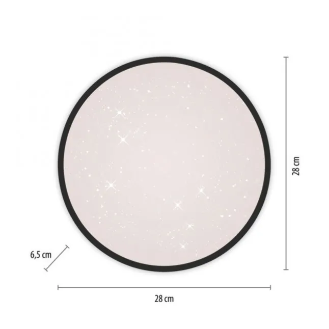LED Deckenleuchte D=28cm schwarz Sternenhimmeloptik dimmbar