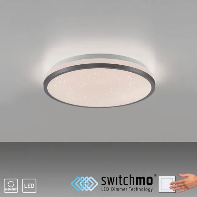 LED Deckenleuchte D=28cm schwarz Sternenhimmeloptik dimmbar