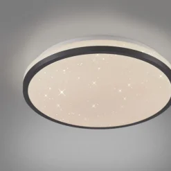 LED Deckenleuchte D=28cm schwarz Sternenhimmeloptik dimmbar