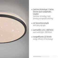 LED Deckenleuchte D=28cm schwarz Sternenhimmeloptik dimmbar