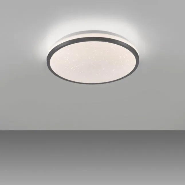 LED Deckenleuchte D=28cm schwarz Sternenhimmeloptik dimmbar