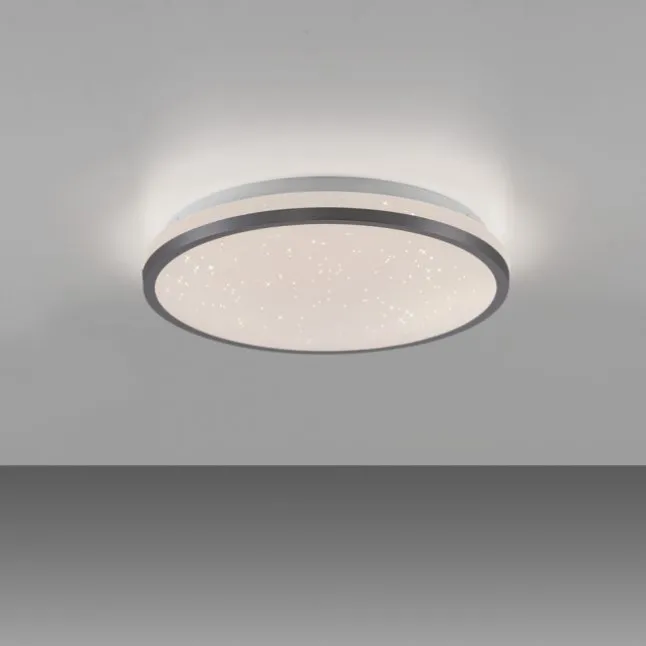 LED Deckenleuchte D=28cm schwarz Sternenhimmeloptik dimmbar