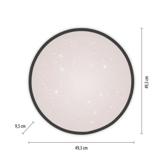 LED Deckenleuchte D=49cm schwarz Sternenhimmeloptik dimmbar