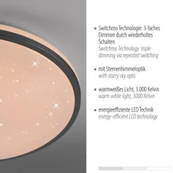 LED Deckenleuchte D=49cm schwarz Sternenhimmeloptik dimmbar