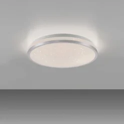 LED Deckenleuchte D=28cm silber Sternenhimmeloptik dimmbar