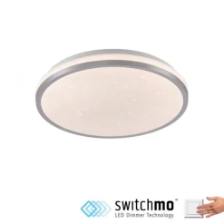 LED Deckenleuchte D=28cm silber Sternenhimmeloptik dimmbar