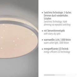 LED Deckenleuchte D=28cm silber Sternenhimmeloptik dimmbar
