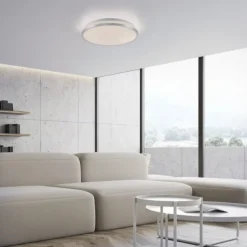 LED Deckenleuchte D=28cm silber Sternenhimmeloptik dimmbar